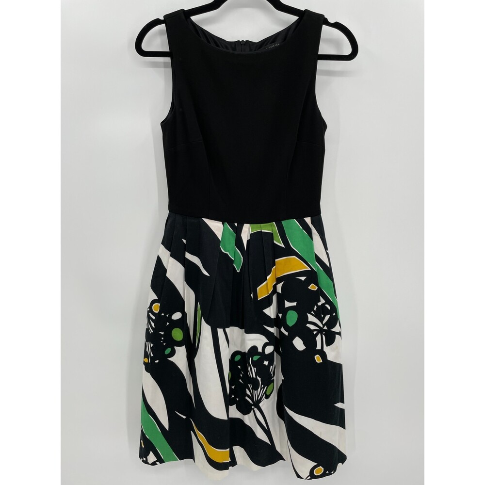 DAVID MEISTER Black Floral Sleeveless Fit & Flare Mini Dress Size 4